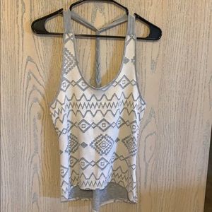 Cream and gray tribal print tank top